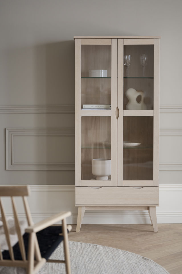 Vitrinszekrény 'Filippa' - Fehérre festett