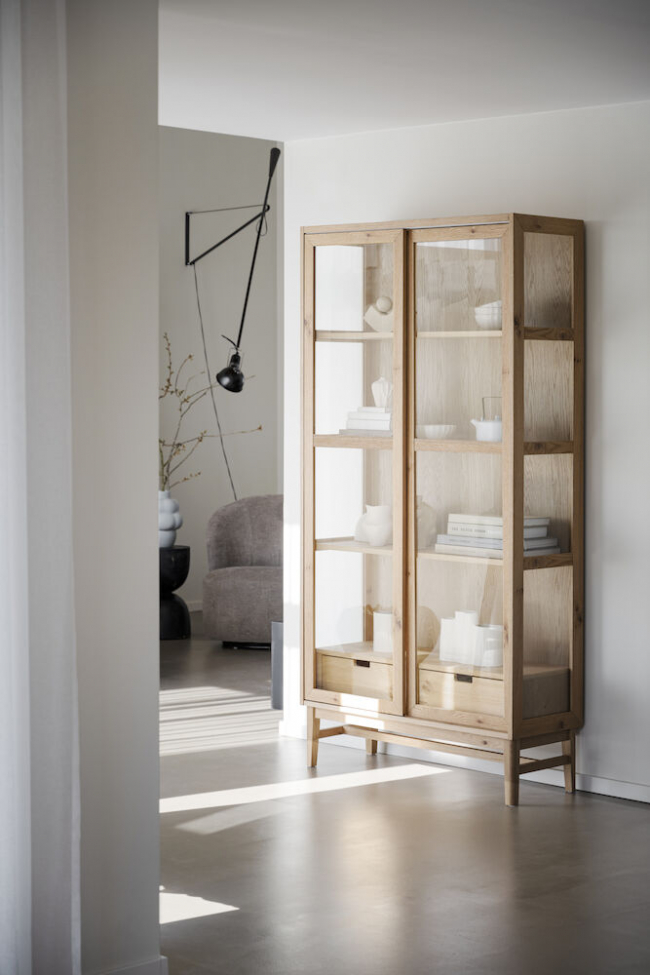 Hazelton vitrinszekrény - Tölgy