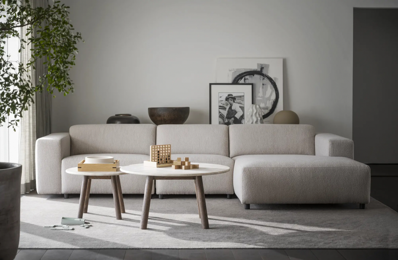 4 üléses kanapé 'Willard' lábtartó H - Világos bézs