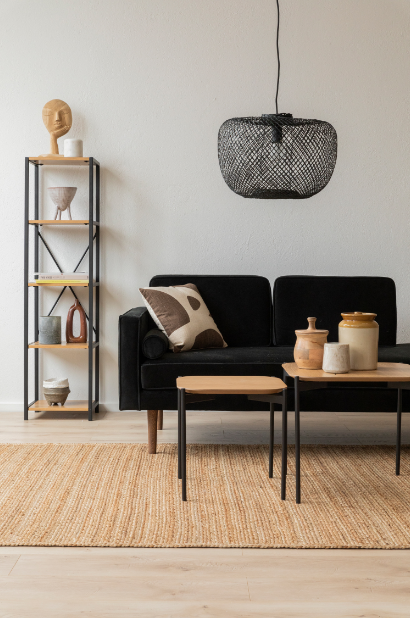 Frida dohányzóasztal 50x50cm - Természetes/Fekete