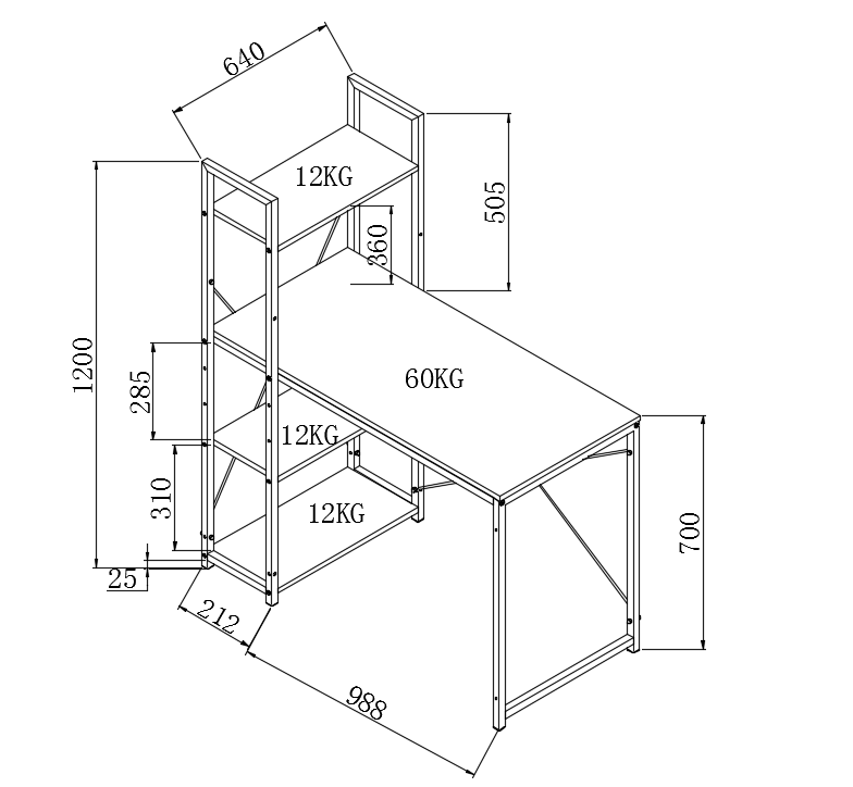 Íróasztal 'Narvik' - Fekete
