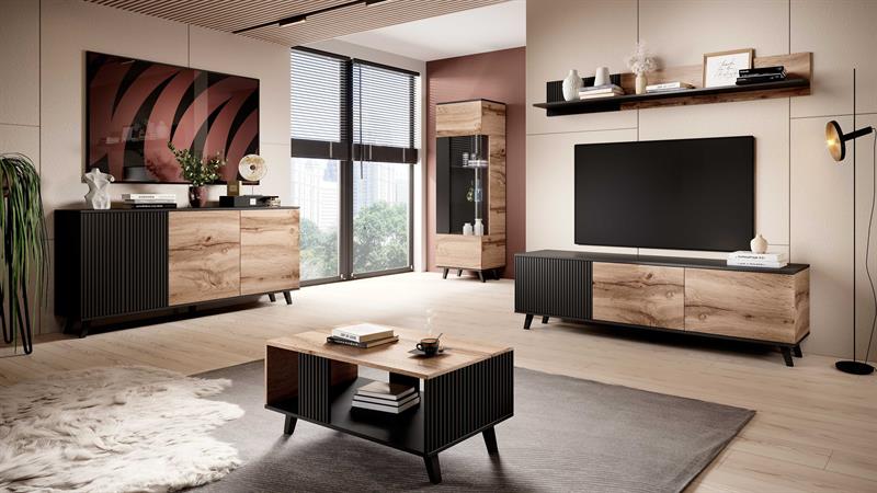 Tv-szekrény 'Othem' - Fekete/Tölgy