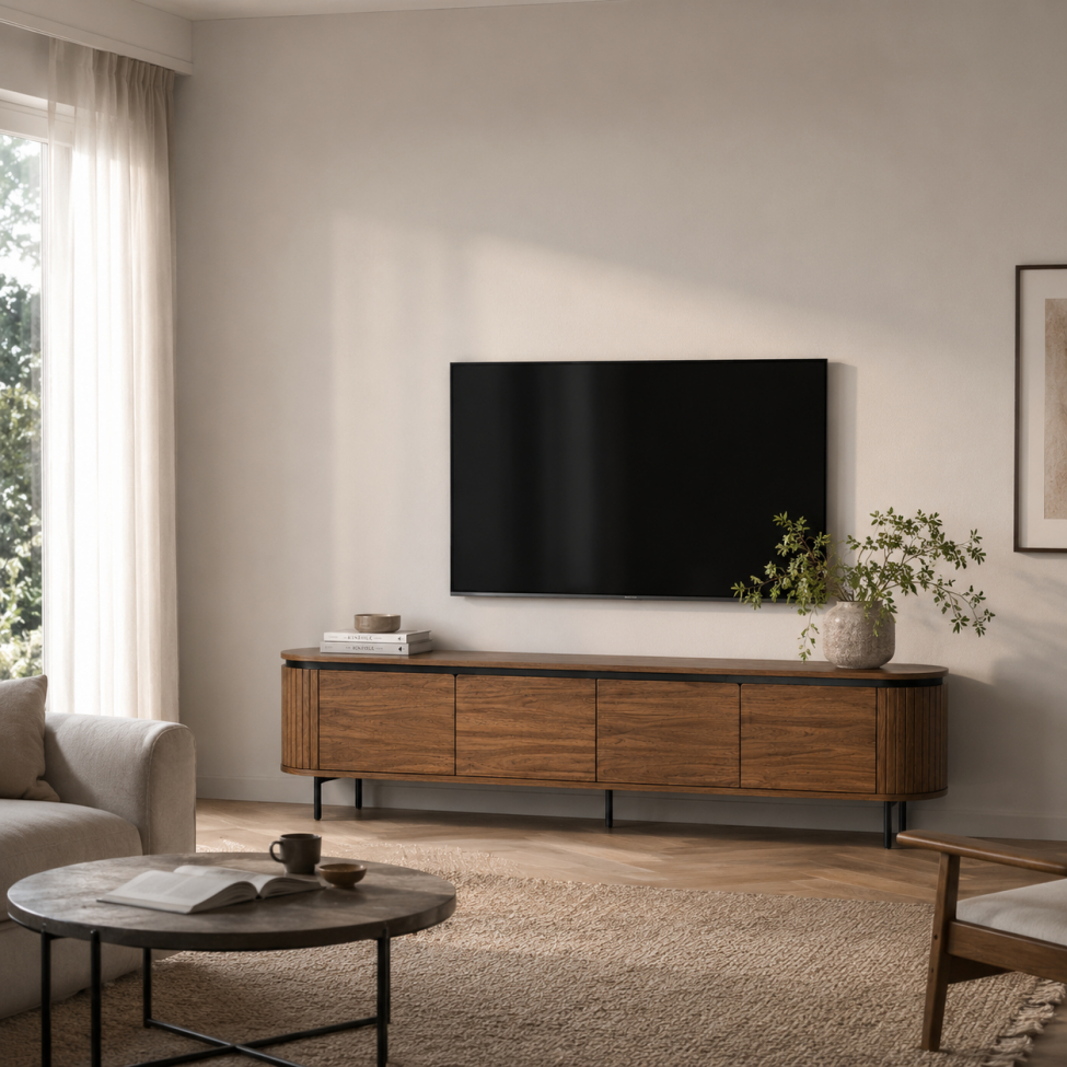 TV-állvány 'Kärra' 200x40 cm - Dió/Fekete