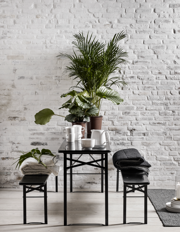 Asztal és padok 'Garden' 160x60cm - Fekete