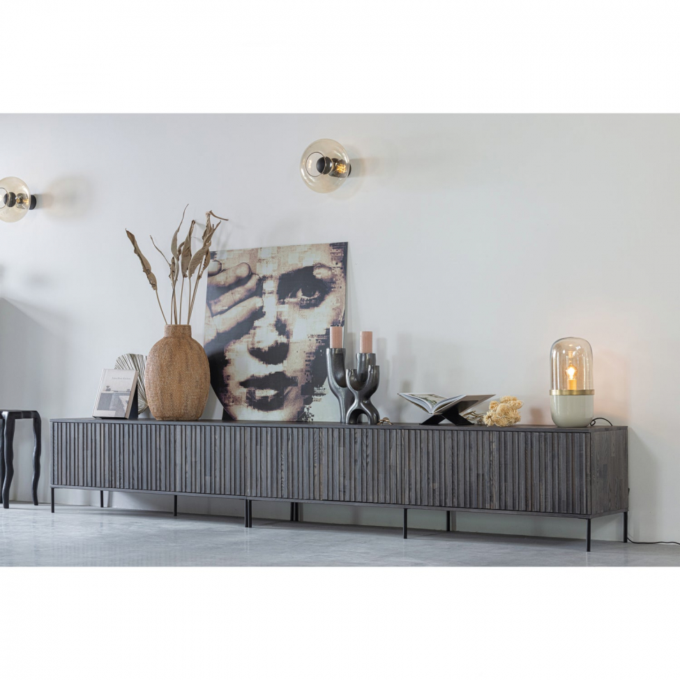 TV-szekrény 'New Gravure' 100 cm - Sötétbarna/Fekete