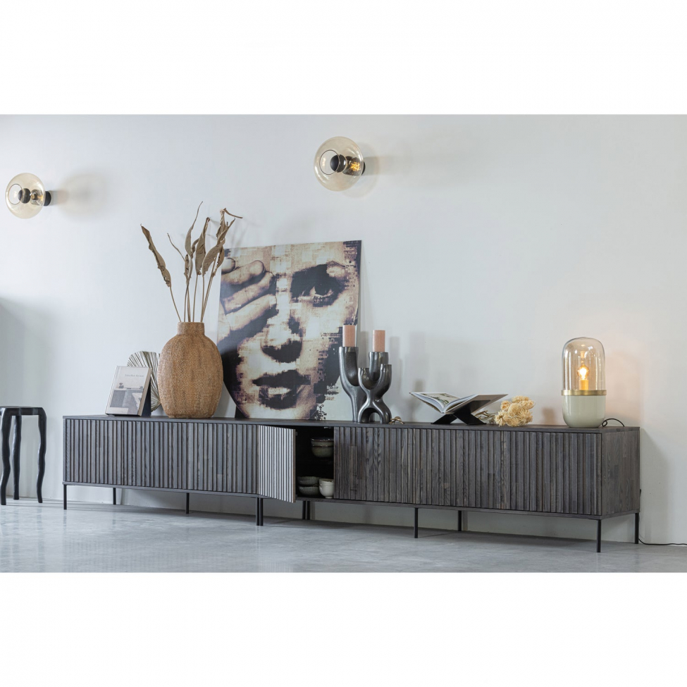 TV-szekrény 'New Gravure' 150 cm - Sötétbarna/Fekete