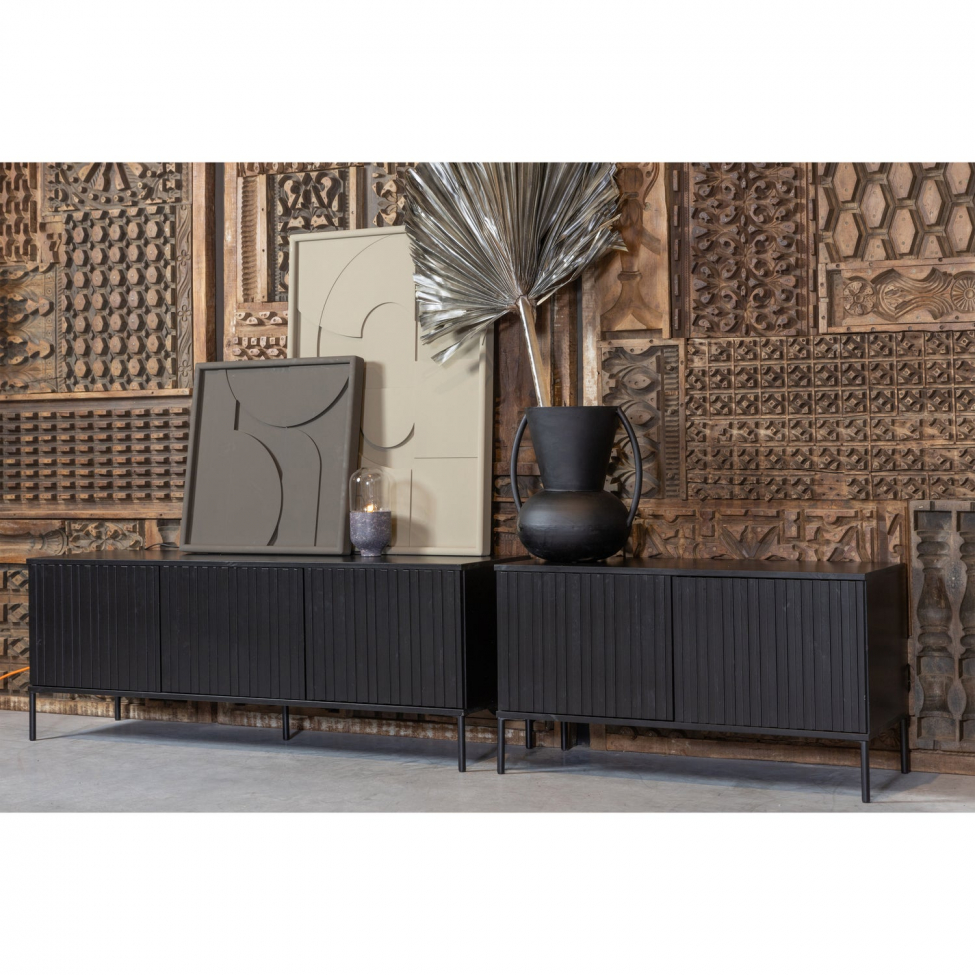 TV-szekrény 'New Gravure' 150 cm - Fekete/Fekete