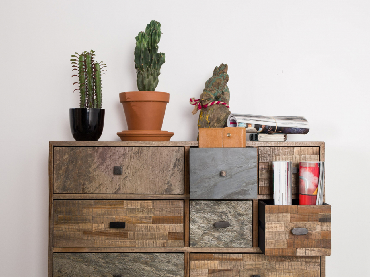 Fiókos szekrény 'San' - Újrahasznosított Teak