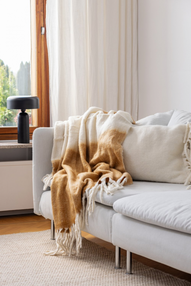 Kockás takaró 'Carrie' 130x170cm - Sárga