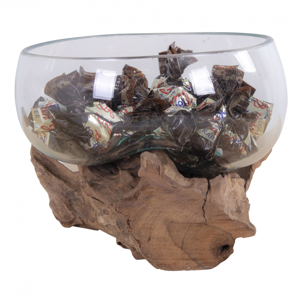 Dekoration 'Waterdrop' 15x15cm - Fa/Üveg