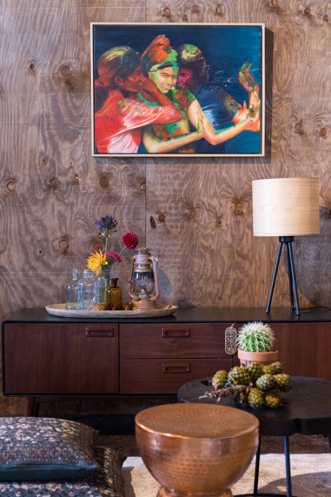 Asztali lámpa 'Woodland' - Fekete/Natúr