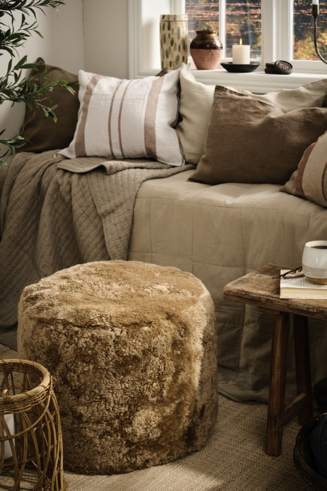 Ülőpuff 'Lamb fur' - Barna