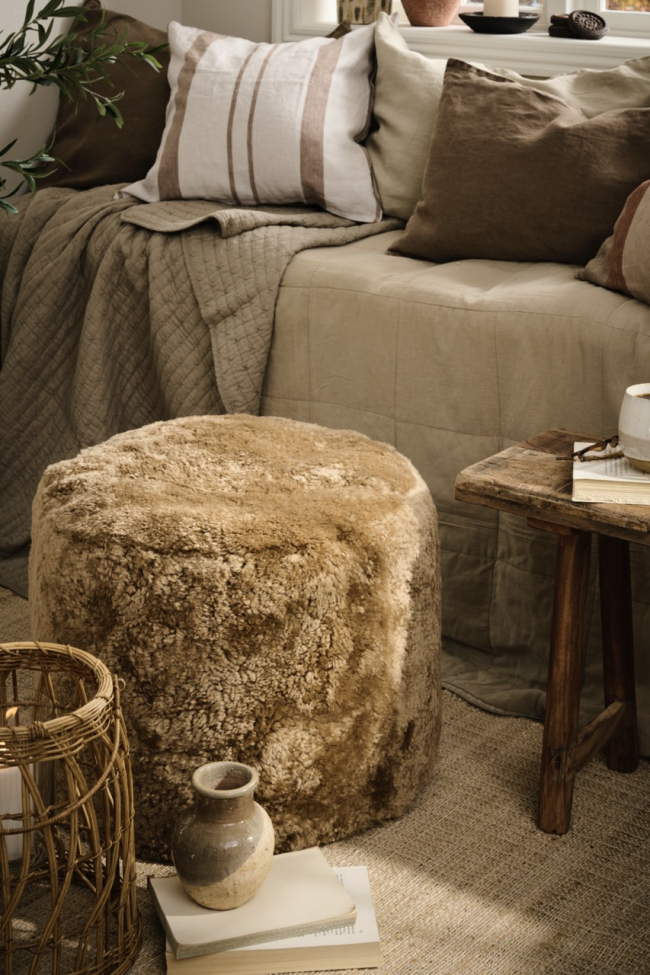 Ülőpuff 'Lamb fur' - Barna