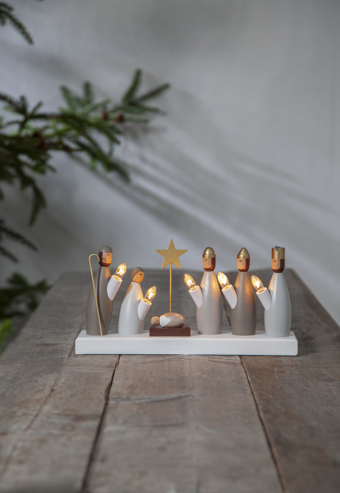 Adventi gyertyatartó 'Krubba' - Fehér