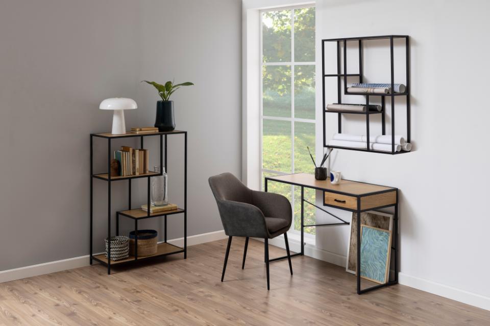 Vägghylla 'Hydra' 75cm - Fekete/Természetes