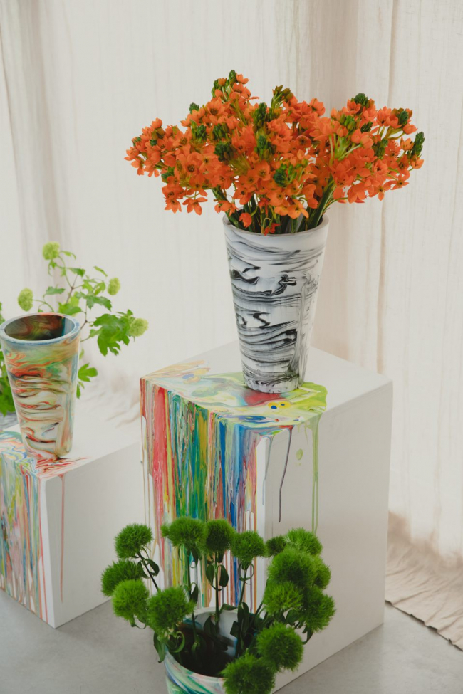 Váz 'Conic' - Fekete/Fehér M