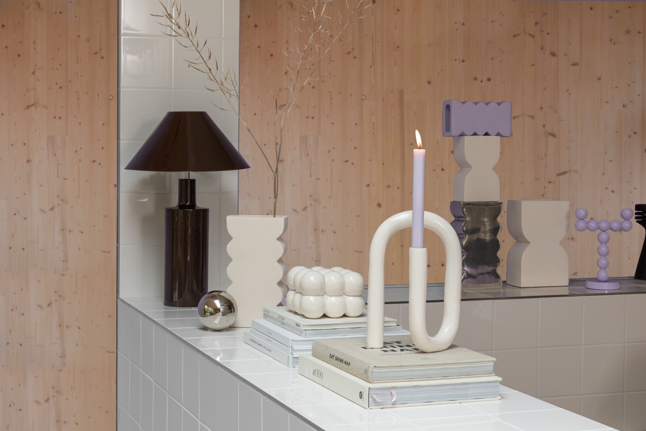 Gyertyatartó 'Bubbles' - Lila