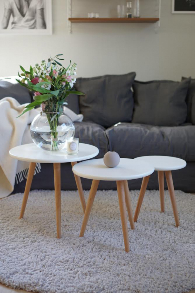 Kávézóasztal 'Dalby' 3 részes - Fehér