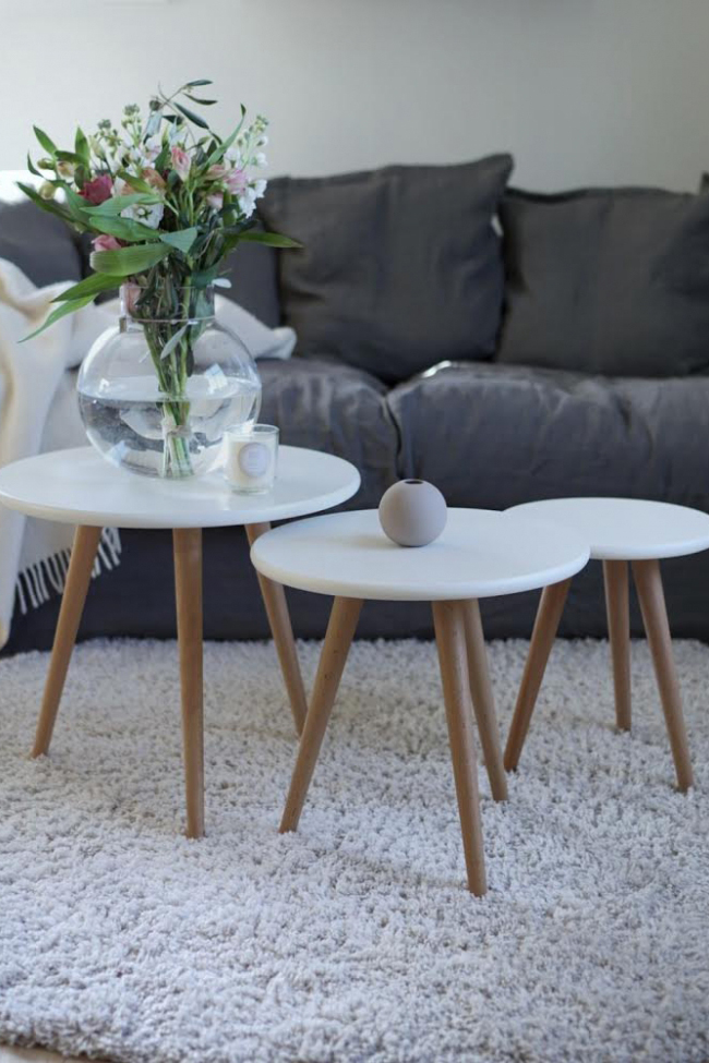 Kávézóasztal 'Dalby' 3 részes - Fehér