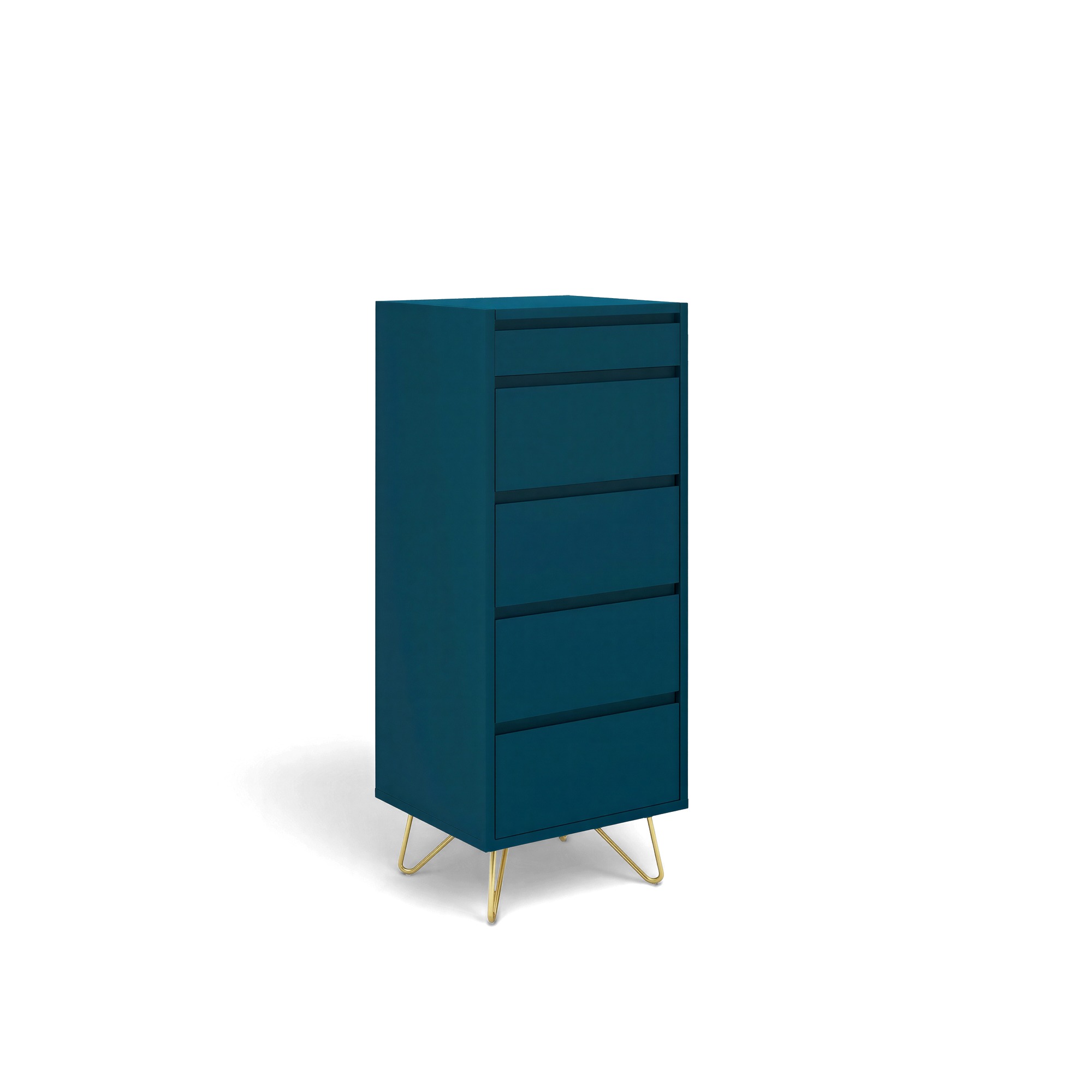 Fiókos szekrény 'Elle' 45x110 - Türkiz/Brass