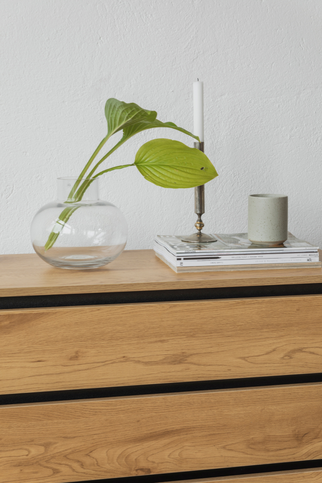 Fiókos szekrény 'Elle' 90x90 - Tölgy/Fekete