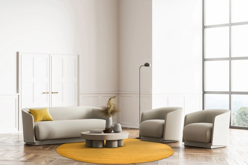 Kerek szőnyeg 'Hamilton' - Sáfrány