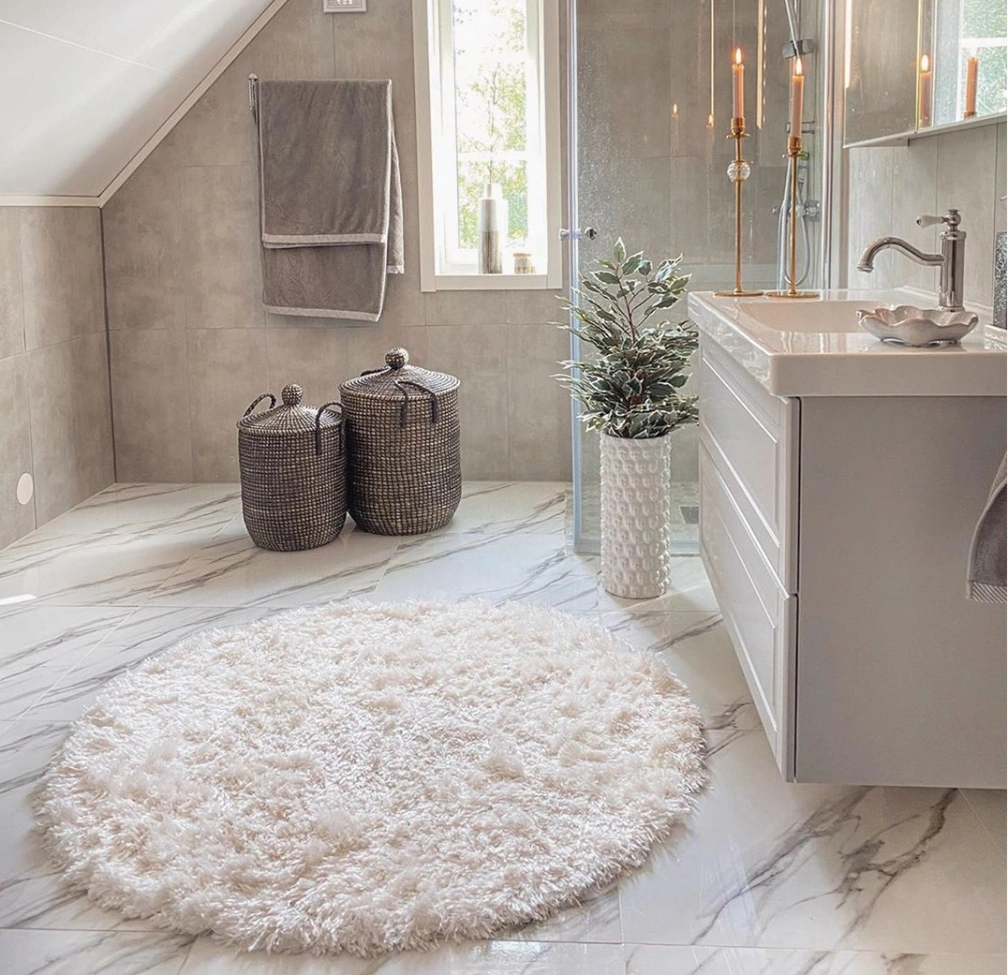 Kerek shaggy szőnyeg 'Janjira' - Fehér