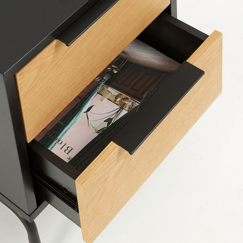 Éjjeliszekrény 'Koln' - Tölgy/Fekete