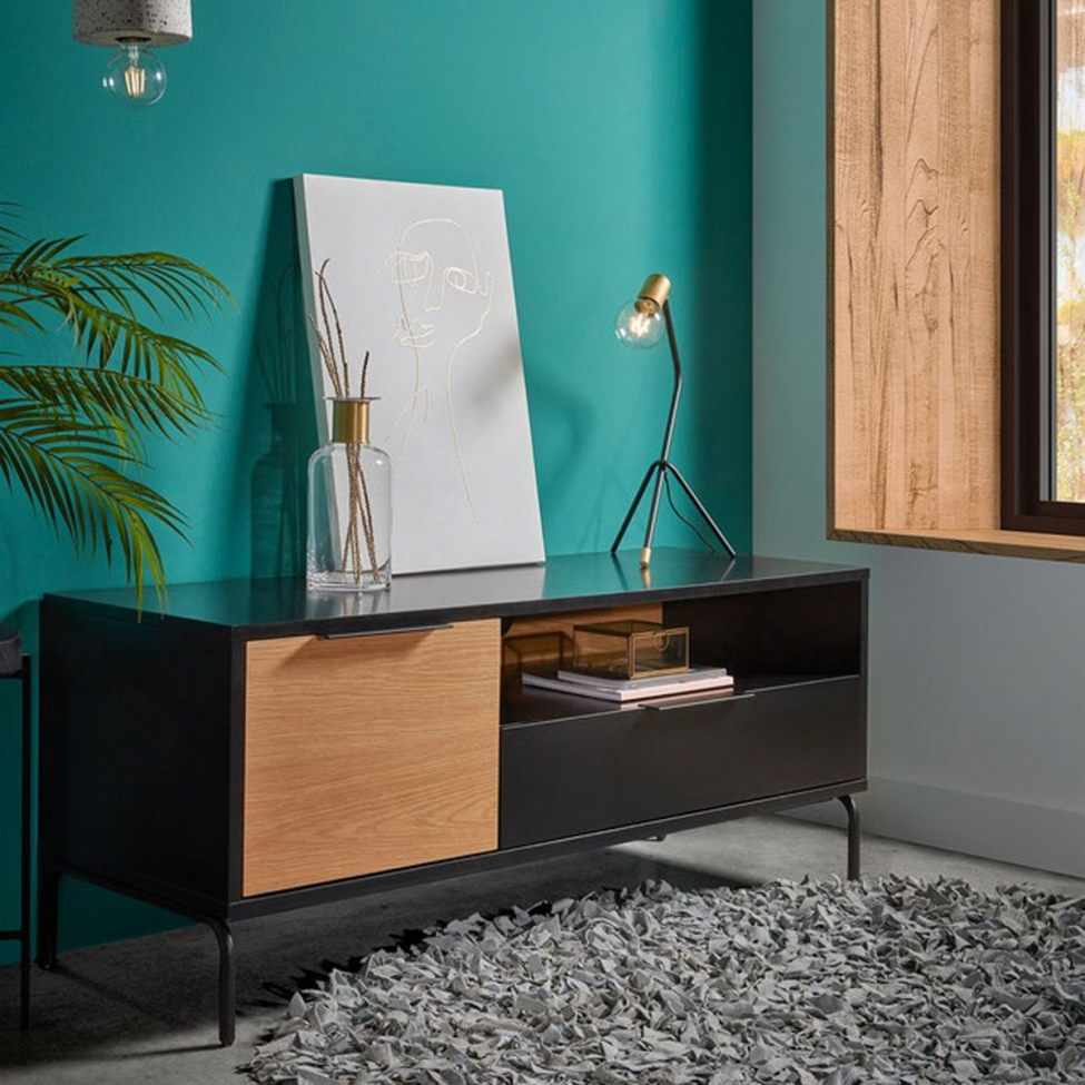 TV-szekrény 'Koln' - Tölgy/Fekete