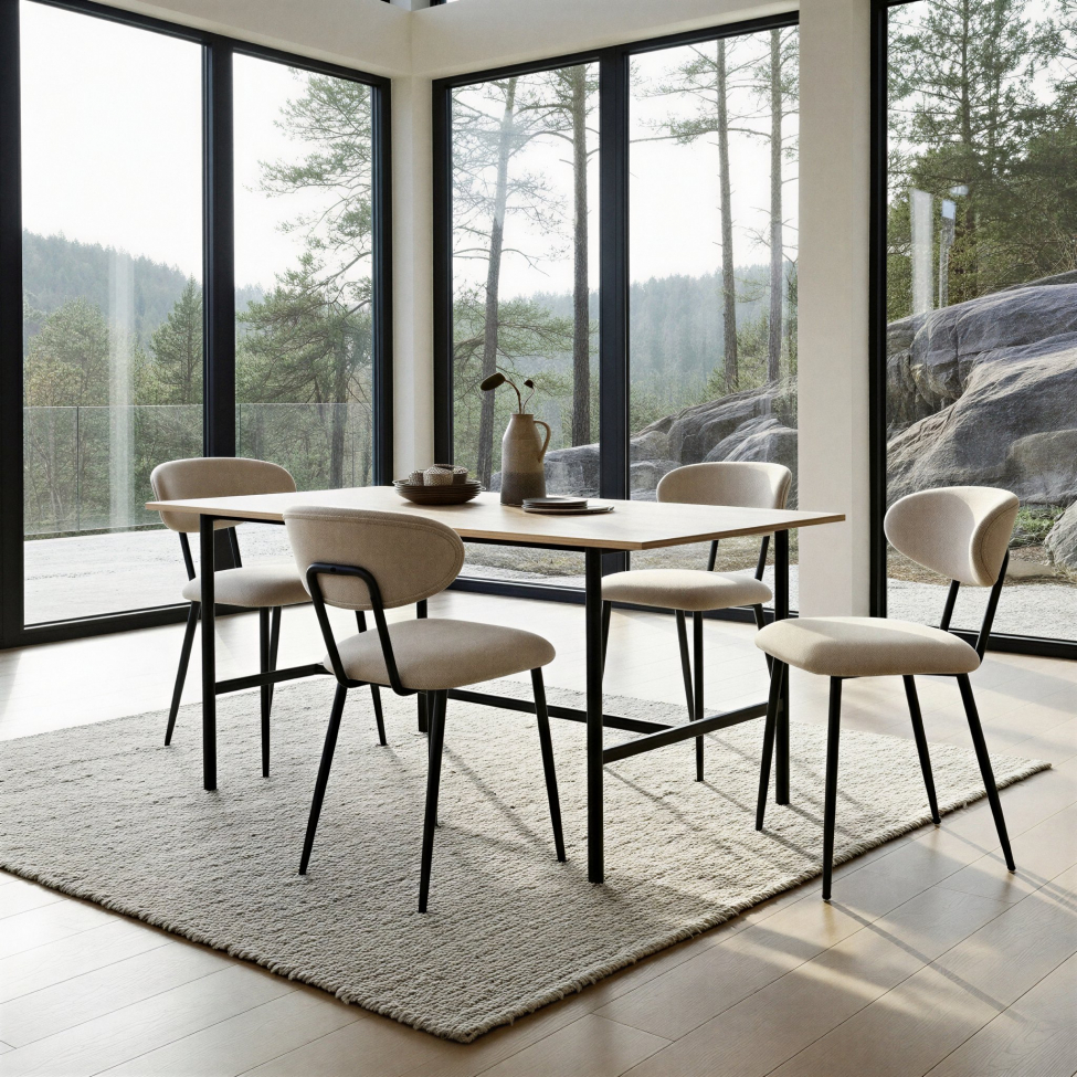 Étkezőasztal 'Line' - Tölgy/Fekete 160x90cm