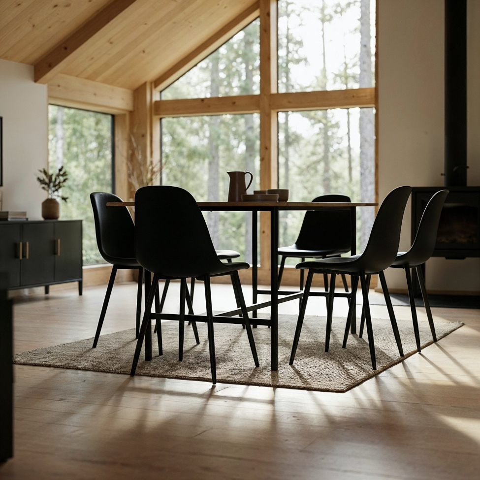 Étkezőasztal 'Line' - Tölgy/Fekete 160x90cm