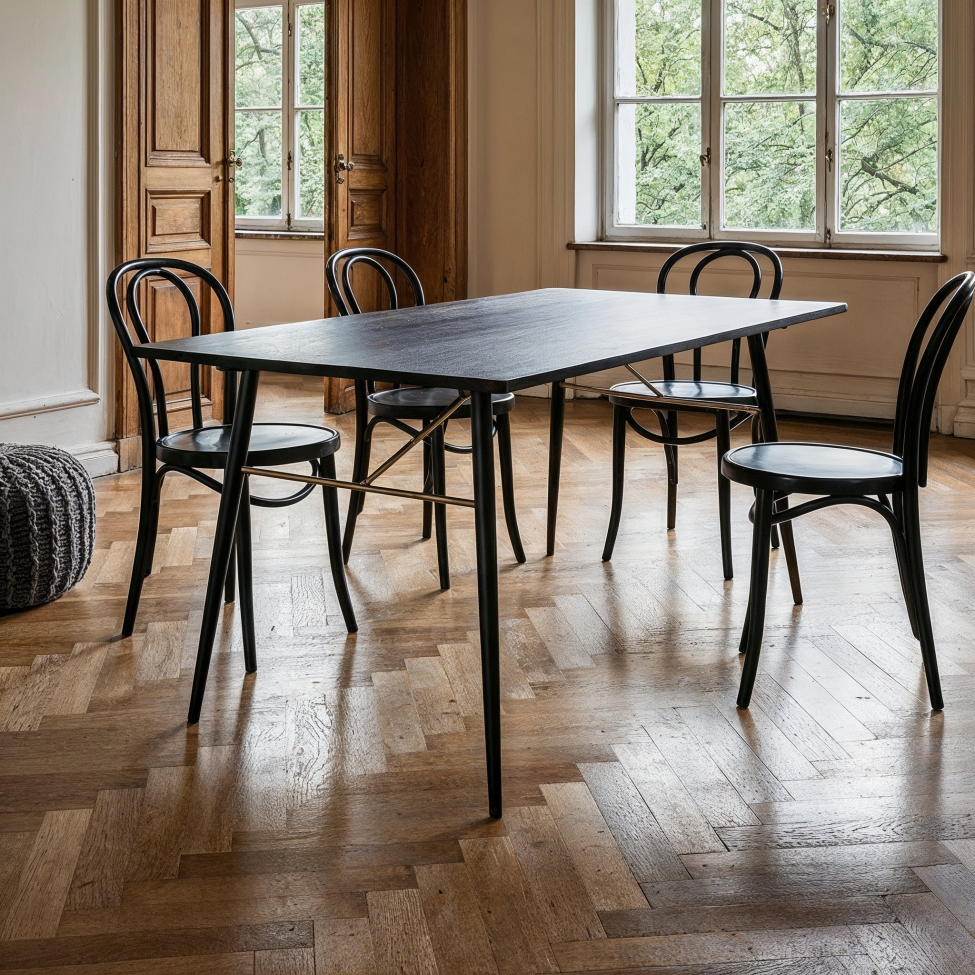 Lux étkezőasztal 160x90cm - Fekete/Brass