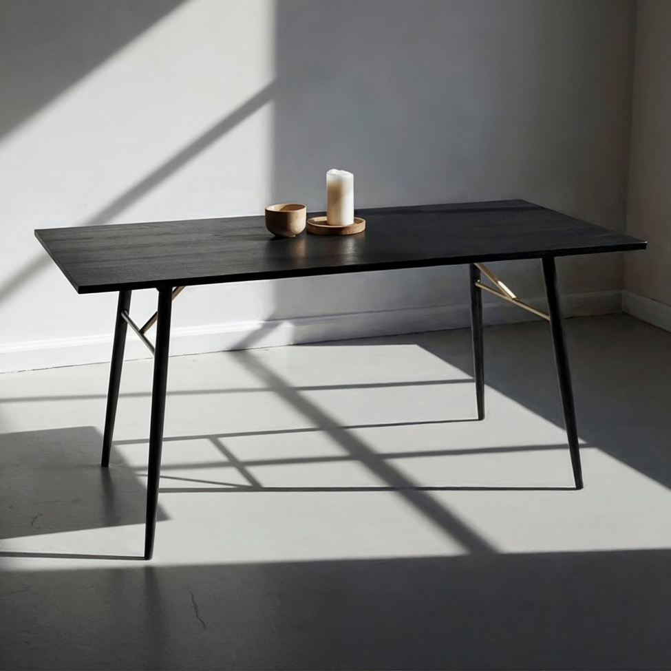 Lux étkezőasztal 160x90cm - Fekete/Brass