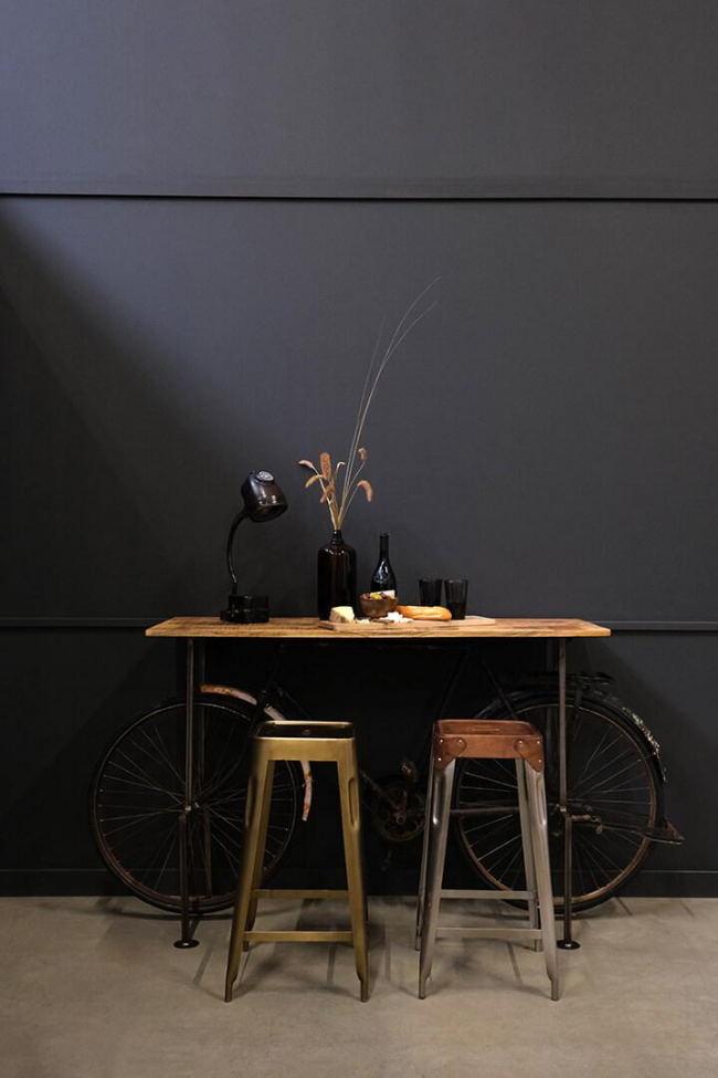 Oldalasztal Vintage kerékpár - Fa/Vas