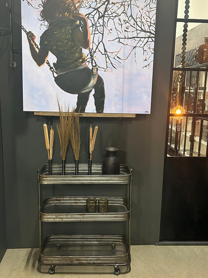 Gurulós asztal 'Vega' - Vas/Tiszta lakk