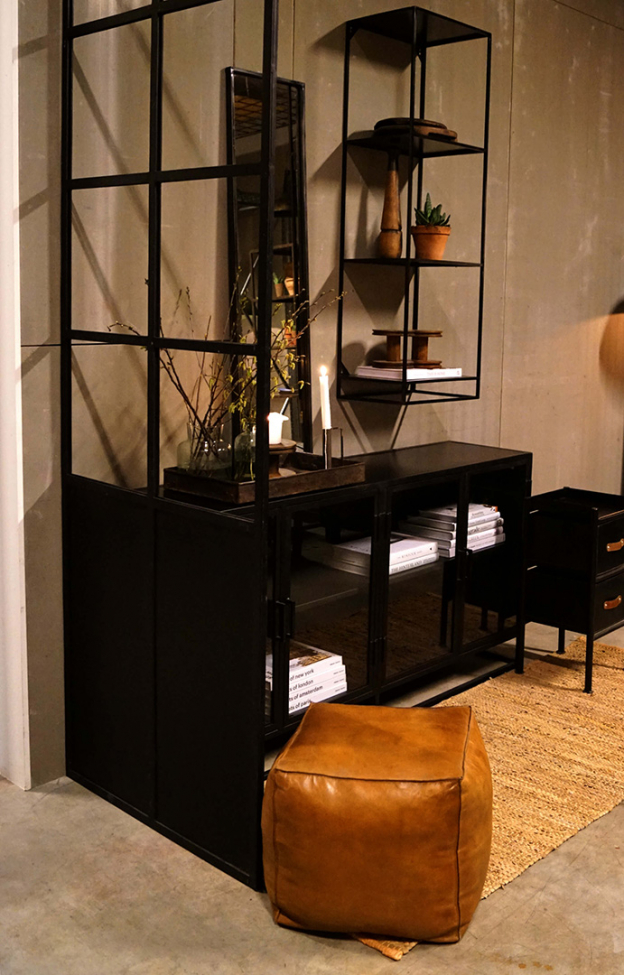 Bőr puff 'Olivia' Kocka - Barna