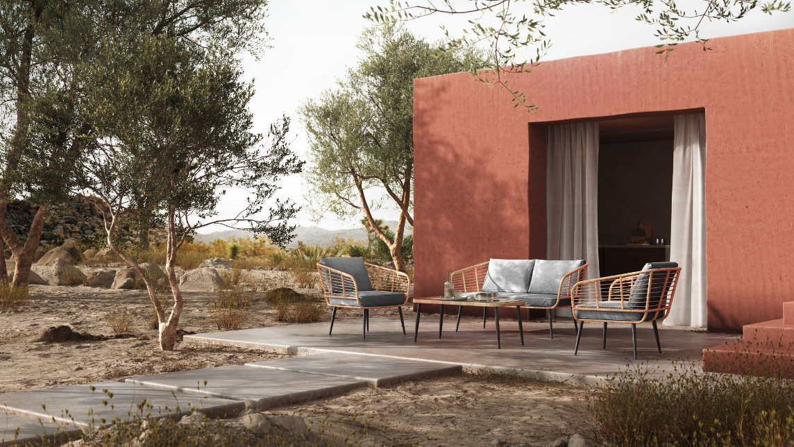 Kerti fotel 'Sardinia' - Természetes/Szürke