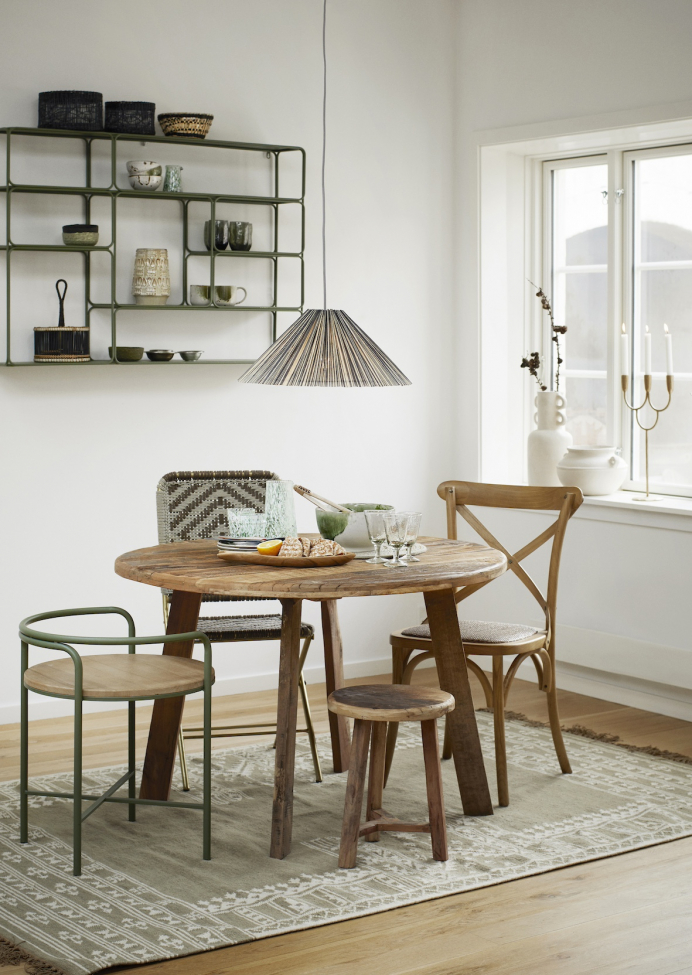 Étkezőasztal 'Recycled' Kerek 110cm - Természetes/újrahasznosított fa