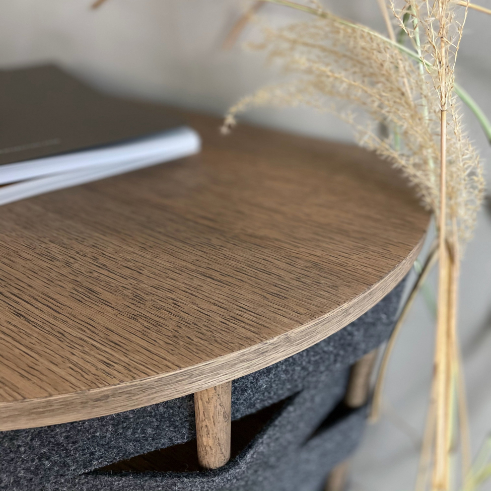 Fiókos szekrény 'Felt' 120cm - Természetes/Sötétszürke