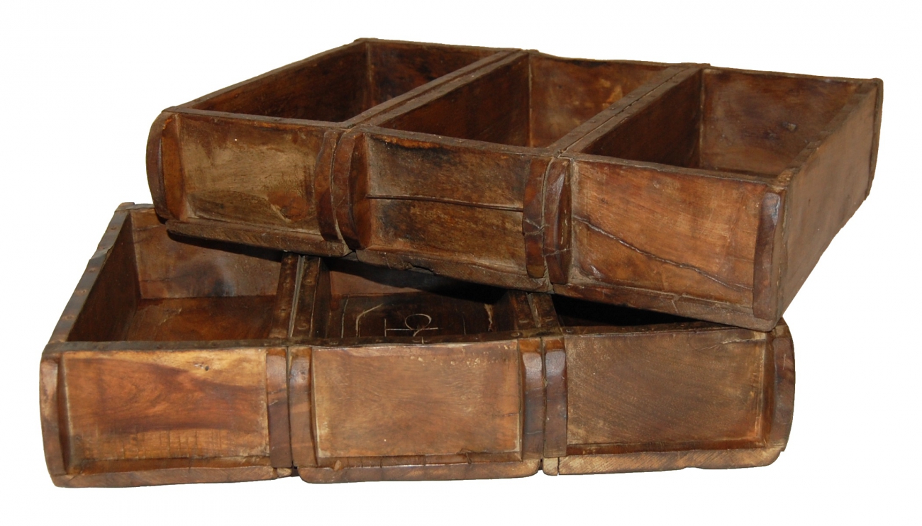 Vintage doboz 3 rekesszel - Fa