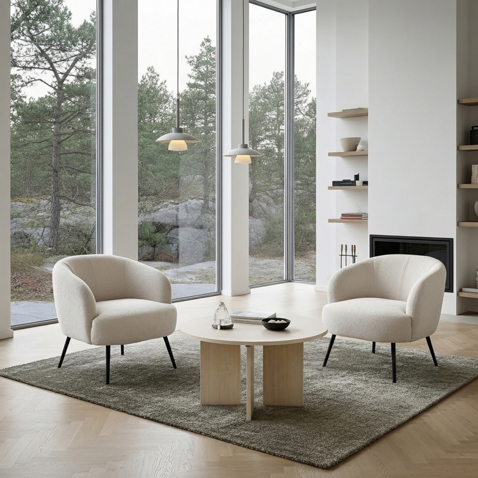 Fotel 'Capri' - Fehér/Bouclé