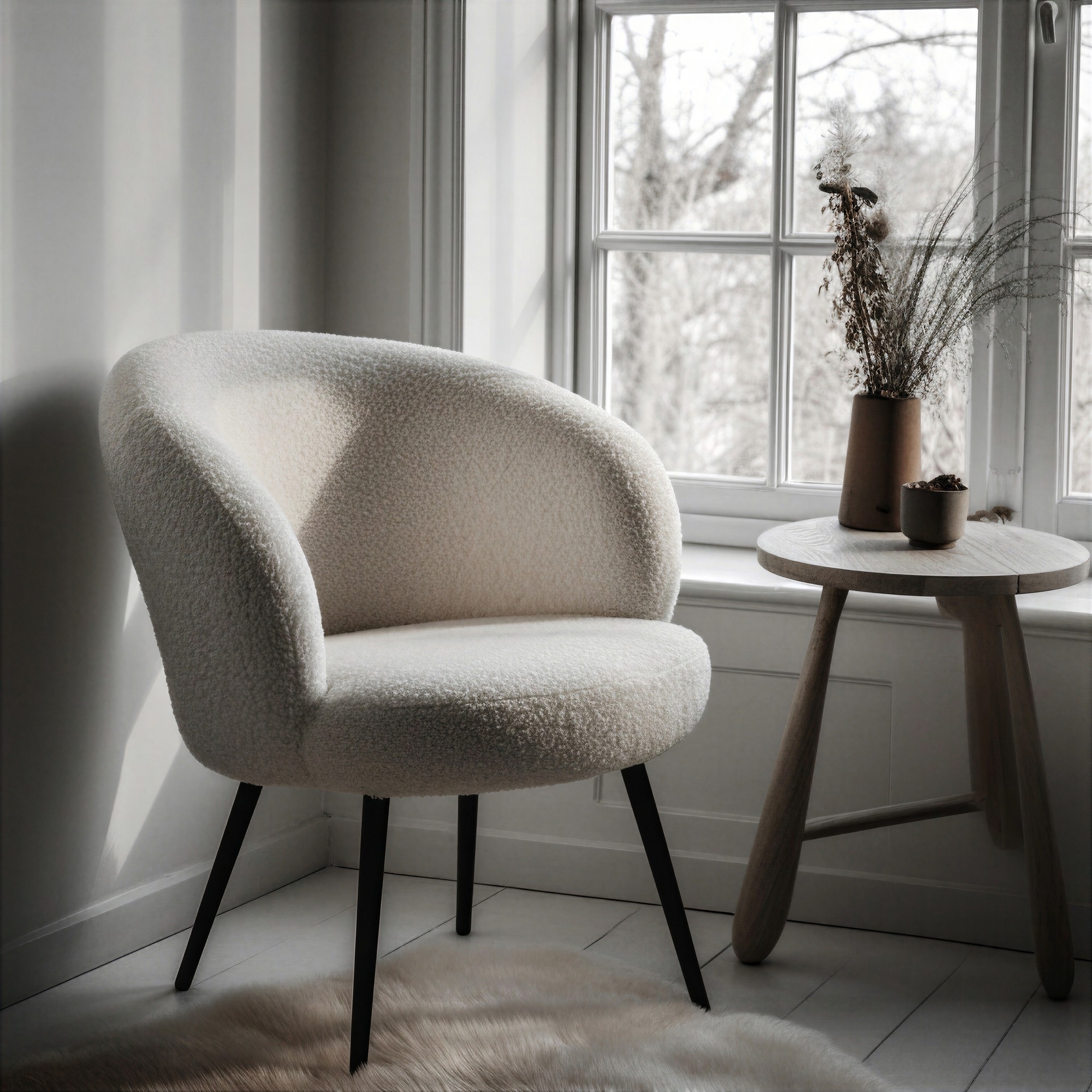 Fotel 'Capri' - Fehér/Bouclé