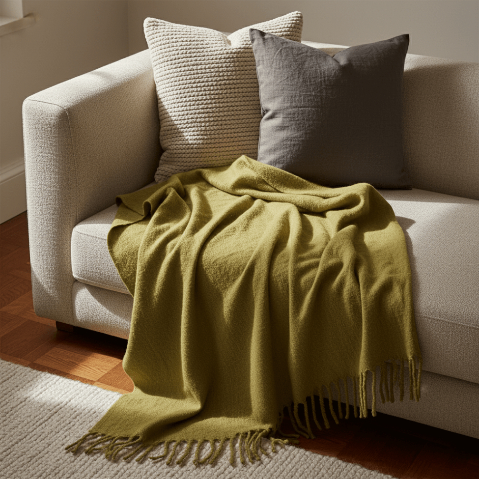 Kockás takaró 'Samantha' 130x170cm - Olivazöld