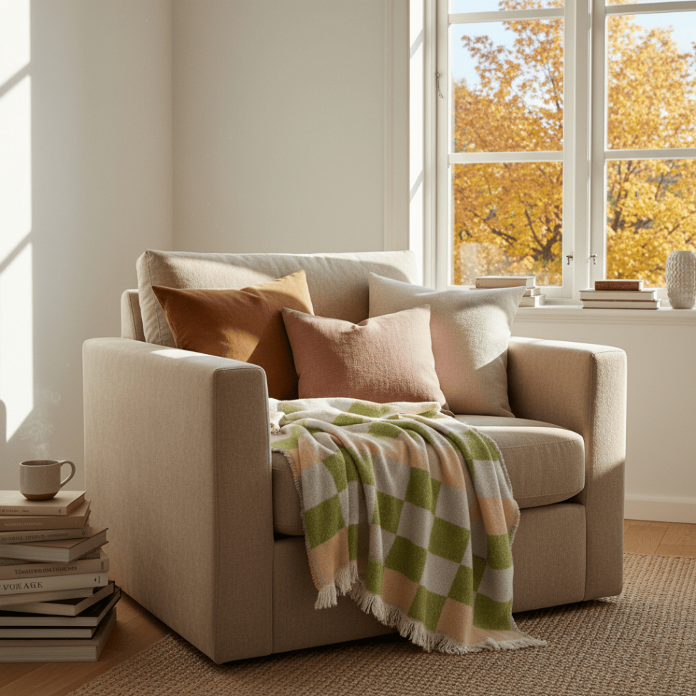 Kockás takaró 'Audrey Check' 130x170cm - Bézs/zöld/lila