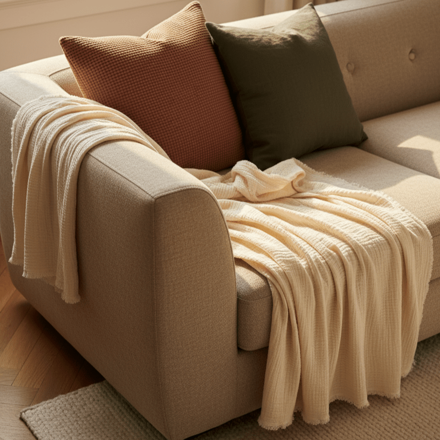 Muszlin takaró 'Dorena' 130x170cm - Fehér