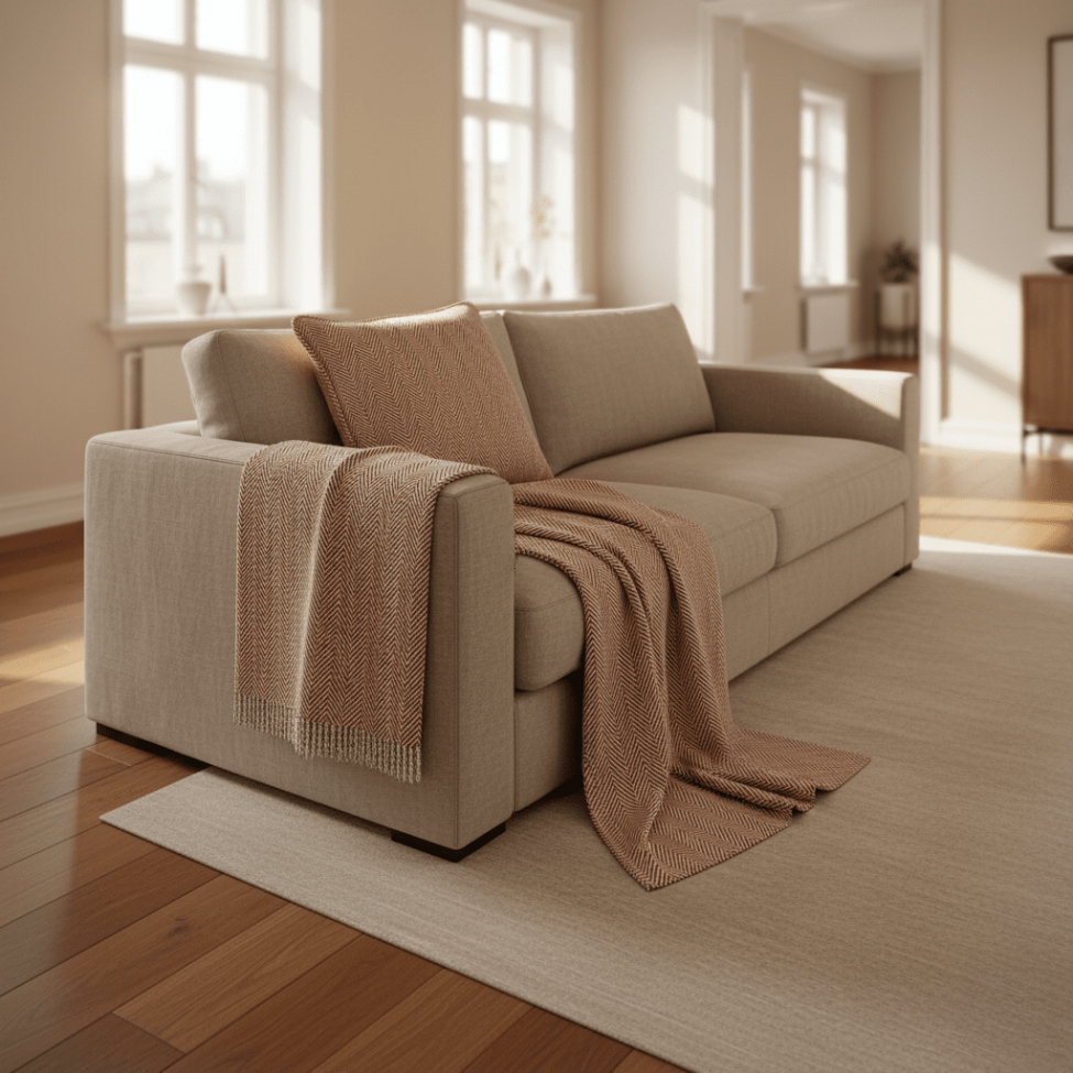 Párnahuzat 'Denisa Fishbone' 45x45cm - Barna/fehér